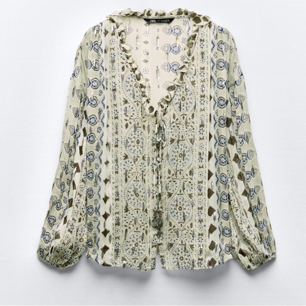 Zara Women's Metallic Patterned Top